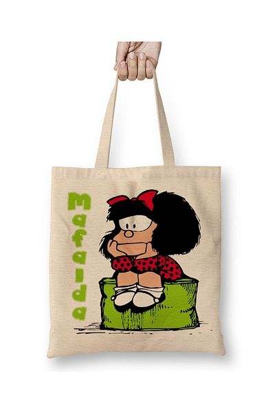 Baskı Dükkanı Mafalda Thoughtful υφασμάτινη τσάντα με μακριά λαβή