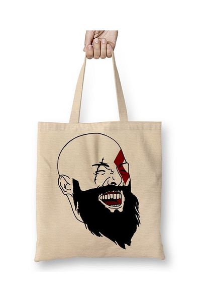 Baskı Dükkanı Kratos Laughing υφασμάτινη τσάντα με μακριά λαβή