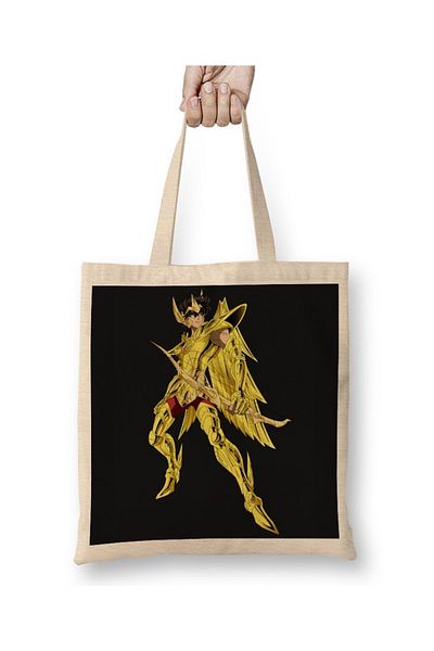 Baskı Dükkanı Υφασμάτινη τσάντα Cavaleiros Do Zodiaco με μακριά λαβή