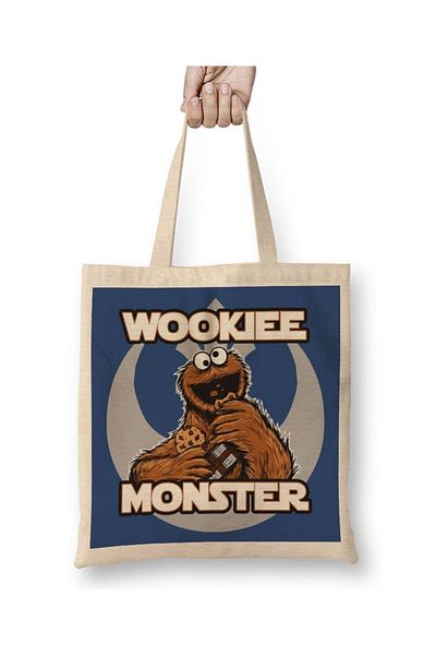 Baskı Dükkanı Wookiee Monster Cookie Monster υφασμάτινη τσάντα με μακριά λαβή
