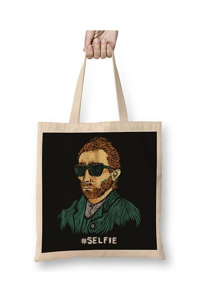 Baskı Dükkanı Van Gogh Master Of The Selfie υφασμάτινη τσάντα με μακριά λαβή