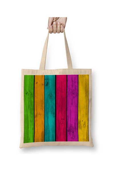 Baskı Dükkanı Geantă din pânză Colors of Wood cu mâner lung