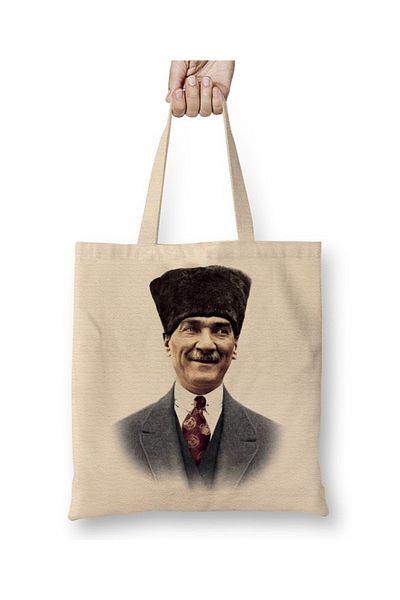Baskı Dükkanı Mustafa Kemal Atatürk 05 Geantă din pânză cu mâner lung