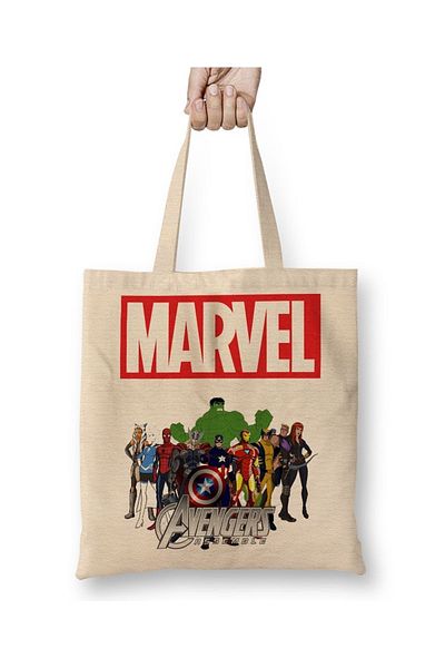 Baskı Dükkanı Geantă din pânză Marvel Avengers 02 cu mâner lung