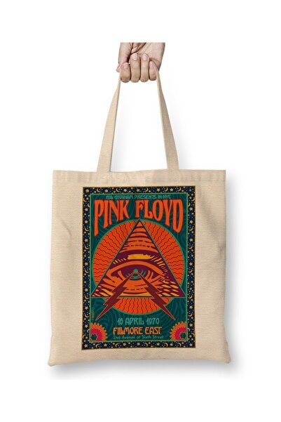 Baskı Dükkanı حقيبة قماش بينك فلويد دارك سايد أوف ذا مون بمقبض طويل