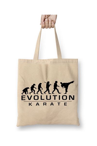 Baskı Dükkanı Υφασμάτινη τσάντα Karate Evolution με μακριά λαβή