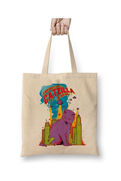 Baskı Dükkanı Catzilla tkanina Torba duga Sa ručkom