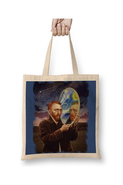 Baskı Dükkanı Υφασμάτινη τσάντα Van Gogh με μακριά λαβή