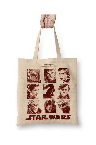 Baskı Dükkanı Geantă din pânză Star Wars A Long Time Ago cu mâner lung