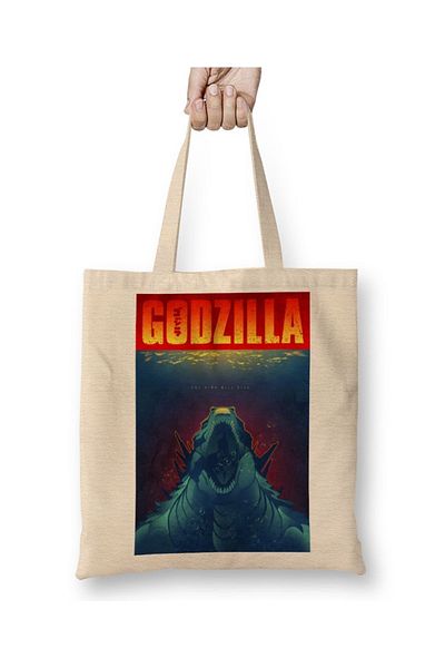 Baskı Dükkanı Godzilla υφασμάτινη τσάντα με μακριά λαβή