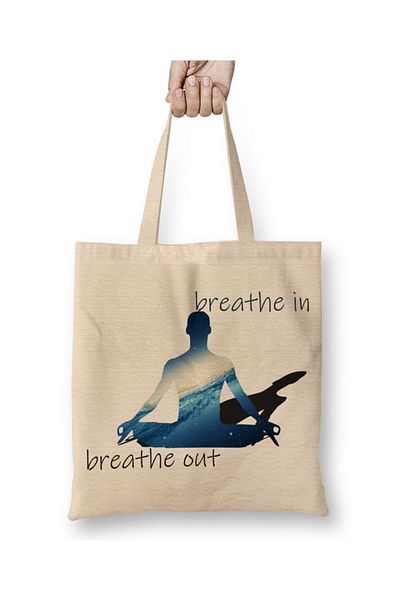 Baskı Dükkanı Breathe In Breathe Out υφασμάτινη τσάντα με μακριά λαβή