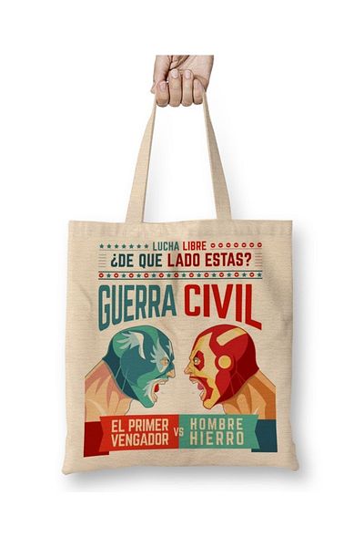 Baskı Dükkanı Lucha Libre Cap και υφασμάτινη τσάντα Iron Man με μακριά λαβή
