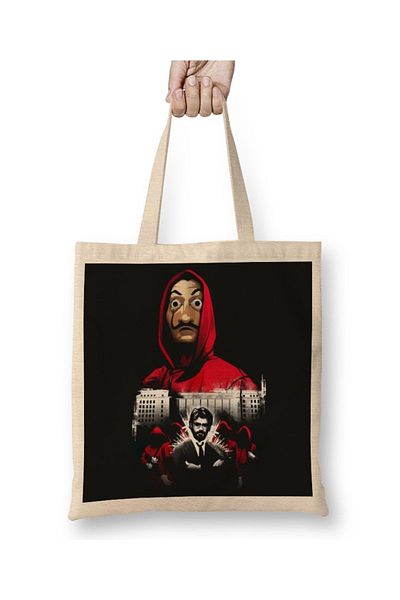 Baskı Dükkanı La Casa De Papel La Casa De Dali υφασμάτινη τσάντα με μακριά λαβή