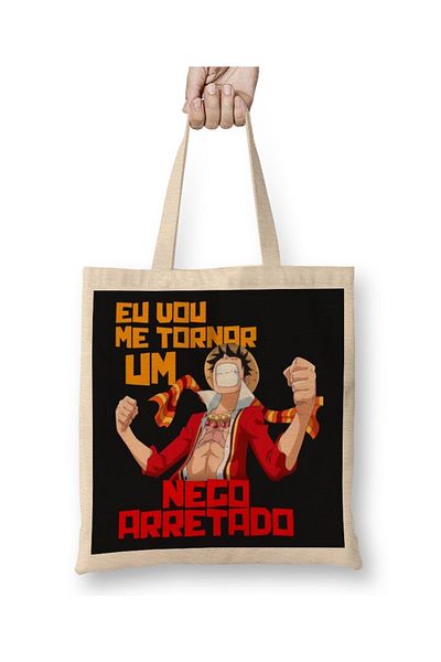 Baskı Dükkanı Υφασμάτινη τσάντα Luffy Nego Arretado με μακριά λαβή