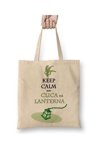 Baskı Dükkanı Geantă din pânză Keep Calm Clica Na Lanterna cu mâner lung