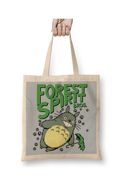 Baskı Dükkanı Geantă din pânză Forest Spirit Bros Totoro cu mâner lung