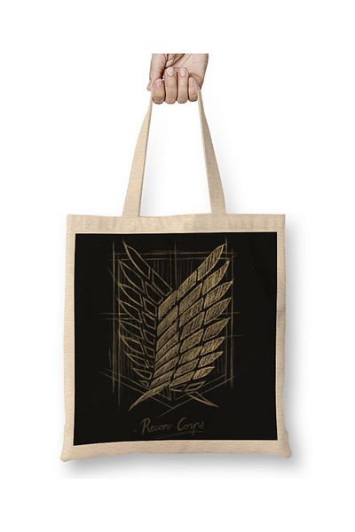 Baskı Dükkanı Attack On Titan Recon Corps υφασμάτινη τσάντα με μακριά λαβή