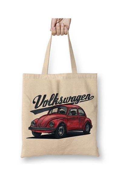 Baskı Dükkanı Υφασμάτινη τσάντα Volkswagen Old Beetle με μακριά λαβή