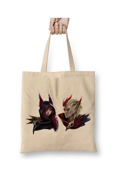 Baskı Dükkanı Υφασμάτινη τσάντα Xayah And Rakan με μακριά λαβή