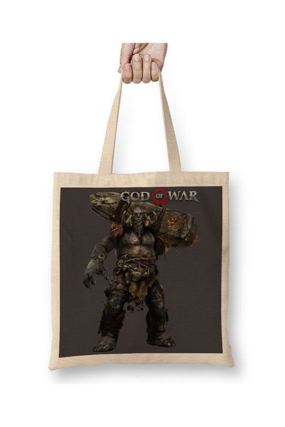 Baskı Dükkanı God Of War Troll υφασμάτινη τσάντα με μακριά λαβή