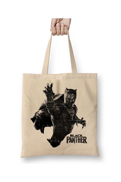 Baskı Dükkanı Geantă din pânză Black Panther cu mâner lung
