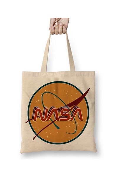 Baskı Dükkanı Ρετρό υφασμάτινη τσάντα Nasa 70s με μακριά λαβή