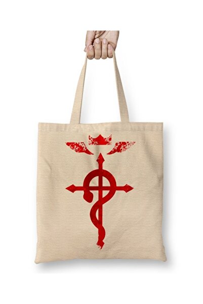 Baskı Dükkanı Cross Of Flamel Fullmetal Alchemist υφασμάτινη τσάντα με μακριά...