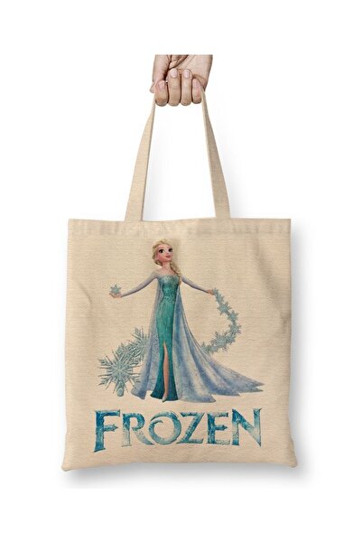 Baskı Dükkanı حقيبة قماش فروزن إلسا بيد طويلة