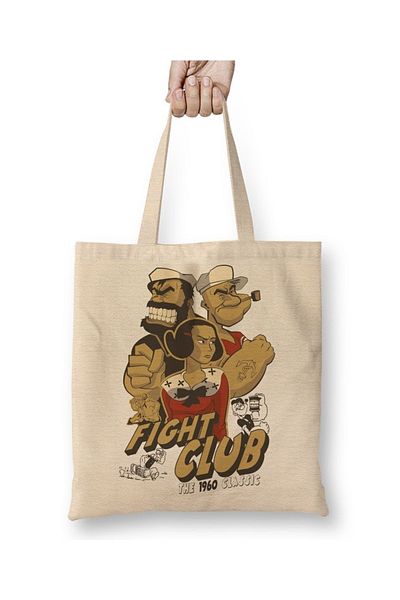 Baskı Dükkanı Υφασμάτινη τσάντα Fight Club Retro Popeye με μακριά λαβή