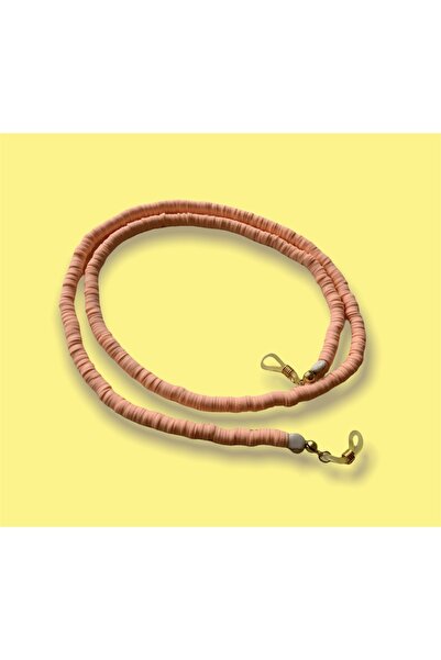 Toz Vintage حزام نظارات Fimo Bead وسلسلة قناع - لون خوخي