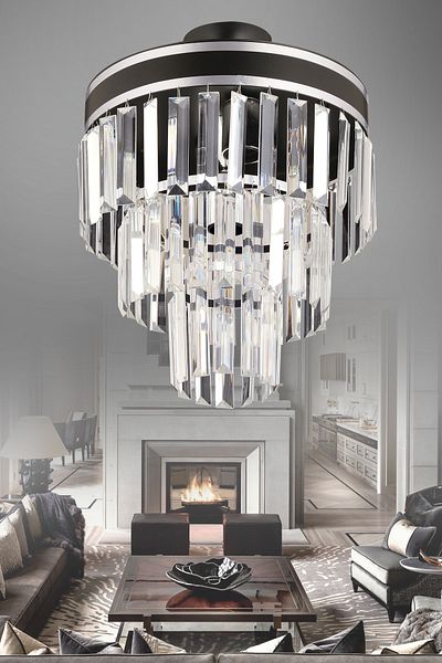 KUZEY AYDINLATMA Çağla 3-Piece Black Chrome Gilded 30 Luxury Modern Chandelier