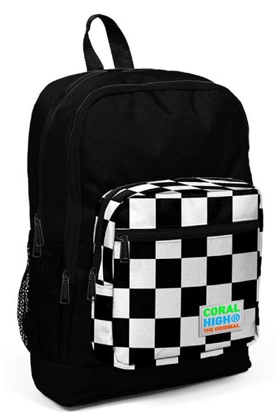 Coral High Black Checkered Primary School and Daily Backpack - Boy
