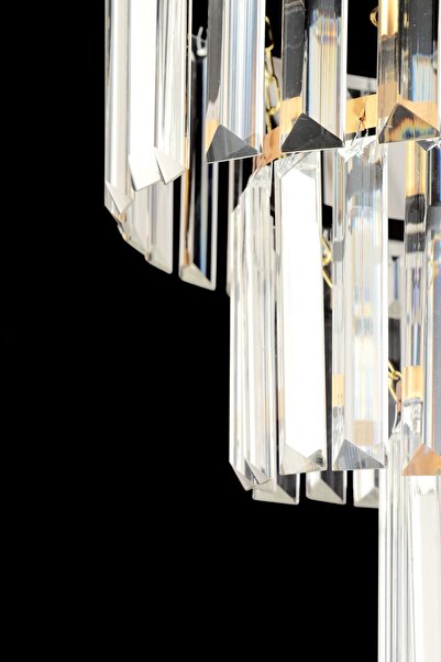 KUZEY AYDINLATMA Çağla 4 Lü Siyaha Gold Yaldızlı 30 Luk Modern Salon Avizesi