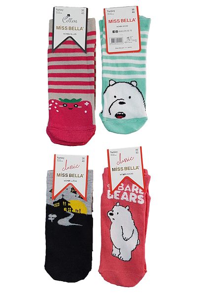 Missbella Socks 4 чифта дамски летни сладки забавни цветни чорапи до глезена