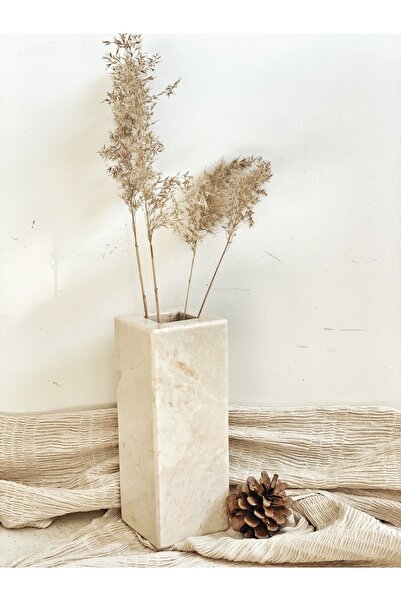 BMARBLE Bej Doğal Mermer Vazo