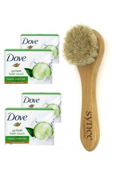 Dove Synee Natural Horsehair Brush Beauty Cream Bar Go Fresh Fresh Touch Soap 100 gr X 4 Pieces
