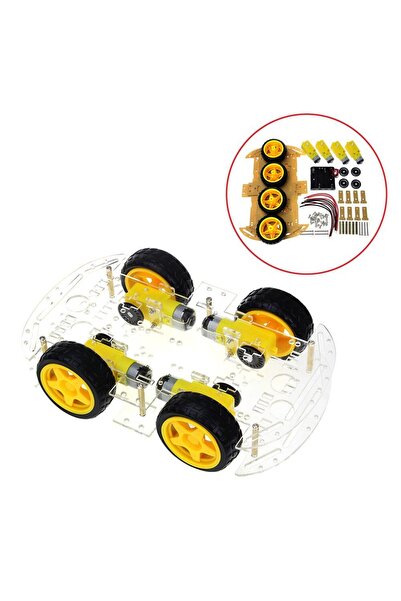 SANEC Arduino 4wd Robot Araba Platform Kiti Seti Şeffaf