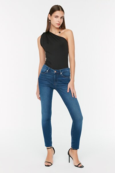 Trendyol Collection Сині джинси з високою талією та еластичною посадкою