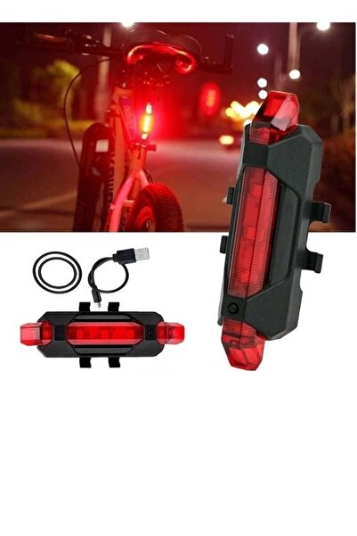 SARFEX Fonksiyonlu Bisiklet Arka Stop Uyarı Ikaz Işığı Şarjlı 4 Modlu Lambası Kırmızı Işık