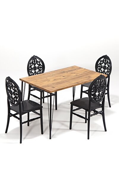 Modalife Nero - Venüs Mutfak Masa Takımı -siyah