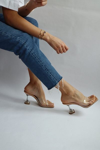 CHARLIE'SSHOES شبشب شفاف بكعب كأسي بحزام واحد