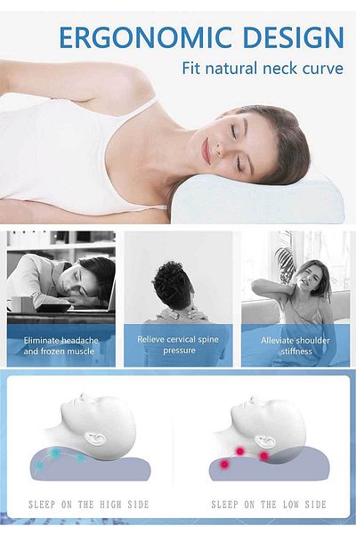 MARVA Visco Filled Orthopedic Neck Pillow Large Size 60cm 37cm 11cm (1050gr)