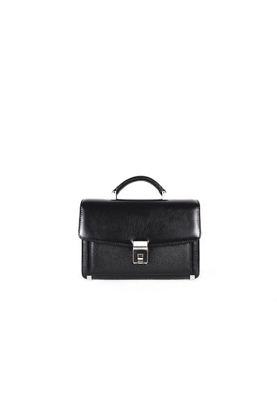 Eminsa Men's Encrypted Black Genuine Leather Handbag