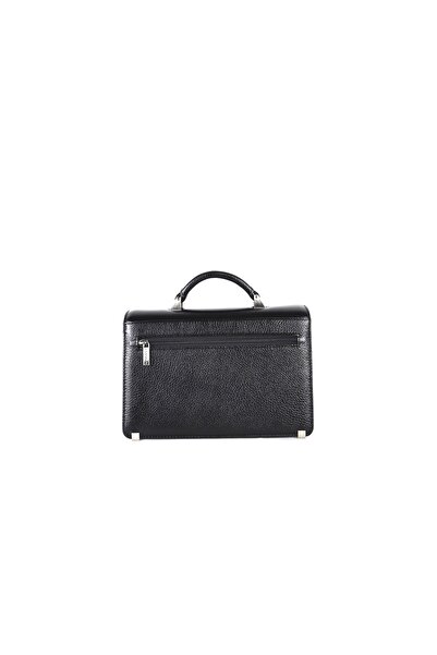 Eminsa Men's Encrypted Black Genuine Leather Handbag