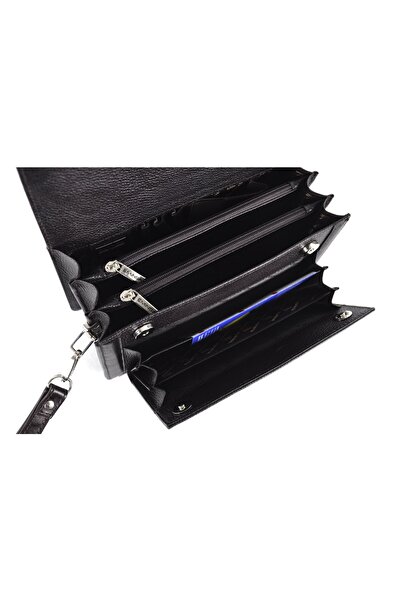 Eminsa Men's Encrypted Brown Genuine Leather Handbag