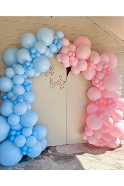 BEST PARTİ DOĞUM GÜNÜ PARTİ SÜSLERİ Macaron Blue - Pink Balloon Chain Set 100...