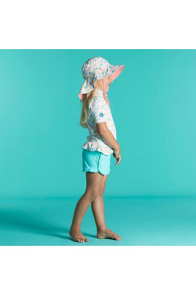 Nabaiji - Baby Uv Protection Hat Pink Flower Printed Dgstr