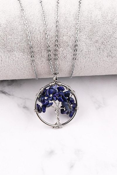 Armis Lapis Lazuli Stone Tree of Life Natural Stone Pendant