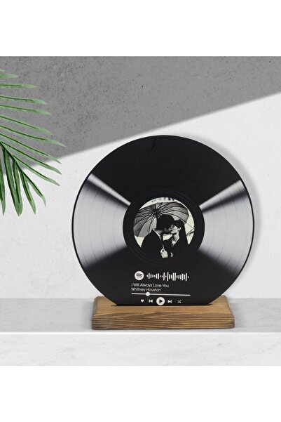 Bk Gift Kişiye Özel Fotoğraflı Spotify Barkodlu Ahşap Plak