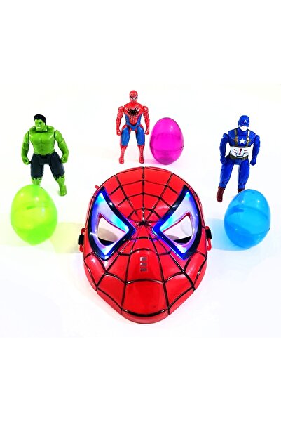 ETHEM Spiderman Işıklı Maske Ve Örımcek Adam,hulk,kaptan Amerika Karakter Fig...